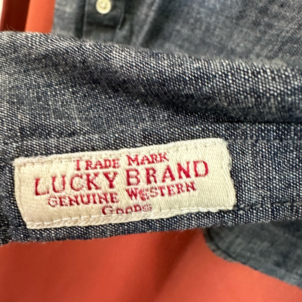 Vintage Lucky Brand Men's S Chambray Western Shirt Classic Fit Snap Buttons - Picture 6 of 10